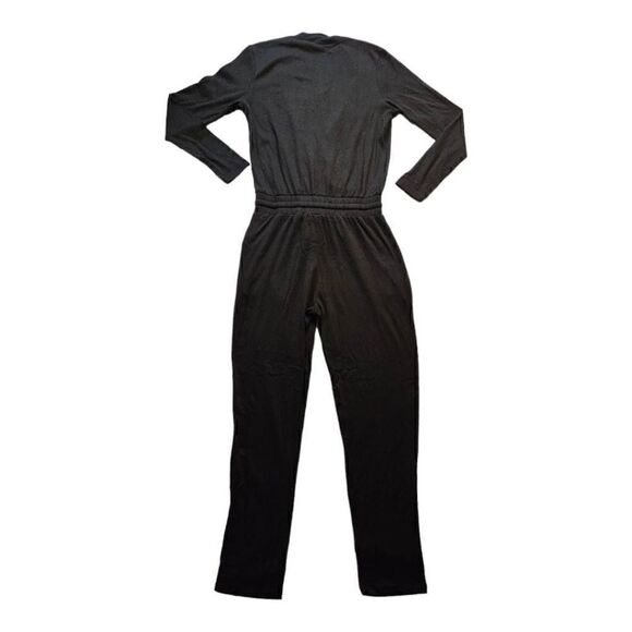 HYFVE Long Sleeve Surplice Top Drawstring Jumpsuit Black Medium - Picture 2 of 8